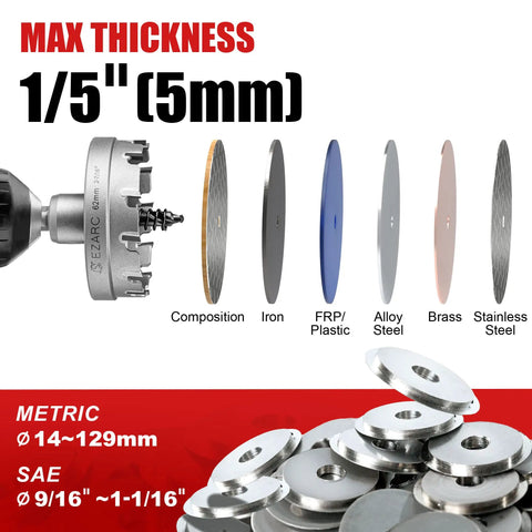 Beefy Carbide Hole Saw Heavy Duty Cutter For Stainless Steel And Sheet Metal 1 Inch 25mm with various cut materials