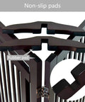Espresso Wood Gate Support Feet For 0.75 Inch Thick Gates, 360 Degree Configurable Gate System with non-slip pads, pair view