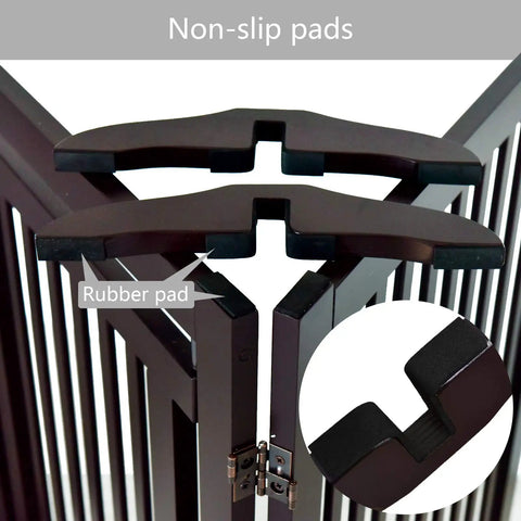 Espresso Wood Gate Support Feet For 0.75 Inch Thick Gates, 360 Degree Configurable Gate System with non-slip pads, pair view