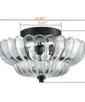 Modern Black Ceiling Light With Scalloped Clear Glass Shade Semi Flush Mount Fixture For Living Room And Hallway Close To Ceiling