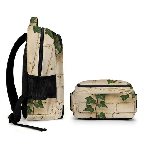 Trailing Ivy On Brick Wall Print Backpack For Everyday Carry Unisex Large Capacity Daypack Durable Polyester With Smooth Zipper