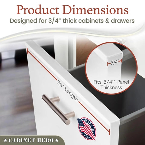 Slimline Cabinet Edge Protector Pack of 4 for Cabinets, Shelves, and Drawers, Three Quarters Inch Thick, 36 Inch Long dimensions