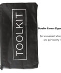 Black canvas zipper bag with 'TOOLKIT' label for 24 Piece Pry Tool And Screwdriver Kit For Easy Screen Replacement And Battery Repair On iPhone 17 16 15 14 13 12 11 Pro Max Plus X XR XS 8 7 6 Plus iPad Pro Air Mini iPad iPod PC Laptop Tablet And More.