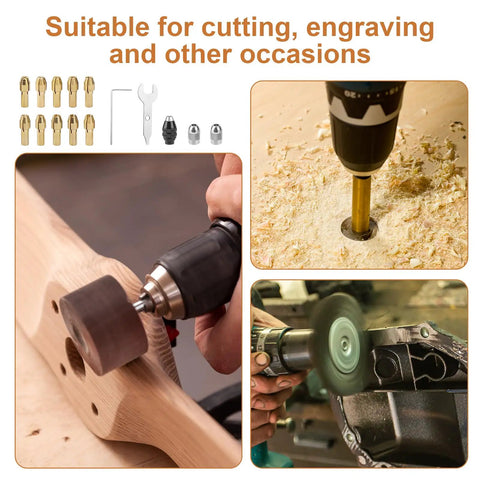 Drill Chuck Collet Set For Rotary Tools Beefed Up One Thirty Second To One Eighth Inch Brass Collets in use