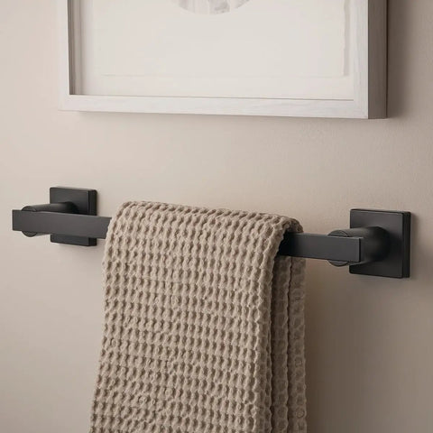 Lura 24 Inch Towel Bar In Matte Black With A Dope Designer Vibe By Clodagh, Holds Up To 50 Pounds, Minimalist Bath Organizer