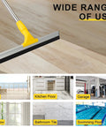 All In One Floor Scrubber Squeegee With Long Stainless Steel Handle, Heavy Duty Rubber Silicone Blade for multiple surface use.