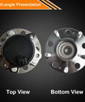 Top and bottom view of Heavy Duty Rear Wheel Bearing And Hub Assembly Set 5 Lug With ABS Fits Hyundai Sonata 2015 2019 Tucson 2016 2020.