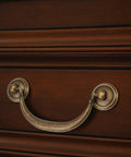 Vintage Drop Bail Drawer Pull Handle In Antique Bronze Finish, 4.5 Inch Center Hole Distance 114mm, on dark wooden cabinet