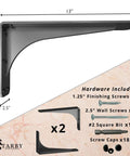 Diagram showing Gladiator Series Sleek Yet Steady Heavy Duty Welded 500 Lb Low Profile Granite Countertop Support Shelf Brackets, 7x13x2.5 in.
