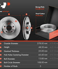 10.94 Inch Front Vented Disc Brake Rotors With Ceramic Pads Kit, showing two rotors with specifications in a box