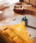 Compact Ceramic Space Heater For Office And Bedroom, 2 Speed Portable Desk Heater, black heating living room evenly at 70 degrees.