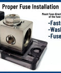 0 Gauge In Line ANL Fuse Holder With 200 Amp Fuse For Car Audio Power Wiring, Easy Set Screws, Accepts 0 Or 2 Gauge Wire
