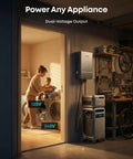 Heavy Duty Portable Power Station With 3840 Wh LiFePO4 Battery And 6000 W Output powering appliances in laundry room.