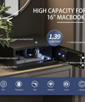 Open Hotel Style Digital Safe With Electronic Lock, Silent Mode And Sensor Light, 1.39 cubic feet capacity, black finish