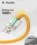 Flexible yellow waterproof 12 gauge 3 prong extension cord with lighted end, bending test 3000+, Heavy Duty 25 Ft Outdoor Extension Cord
