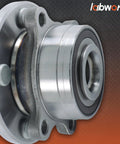Close-up view of Two Pack Front Or Rear Wheel Hub And Bearing Replacement For Police Interceptor Utility 2013 2018 And Ford Explorer 2011 2018 512460 Delivers Stable Driving And Precise Wheel Rotation, showing metal construction and bearing design.
