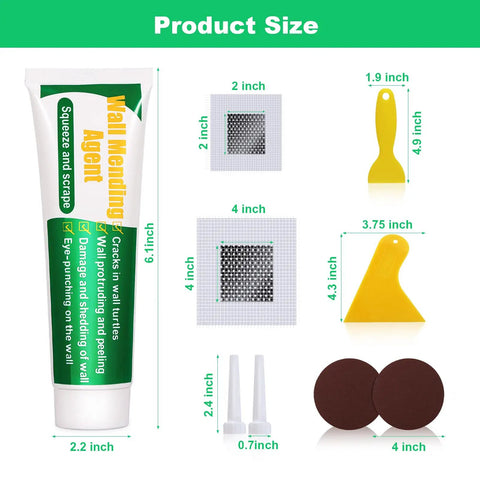 2 Pack Spackle Wall Repair Kit With Scrapers, Patch Patches, Nozzle Extenders, And Sandpaper For Quick Hole And Crack Fix On Drywall Or Plaster Walls For Home Use
