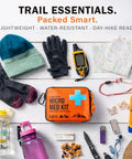 UltraLight Mini First Aid Kit Three Pack For Hiking Camping And Travel with essentials like map, gloves, snacks, and gear
