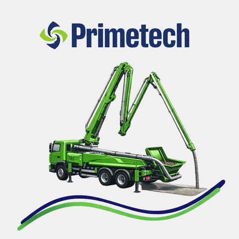 Green concrete pump truck illustrating Concrete Pump Primer That Keeps Pour Sessions Flowing Smoothly, Boss Level Performance.