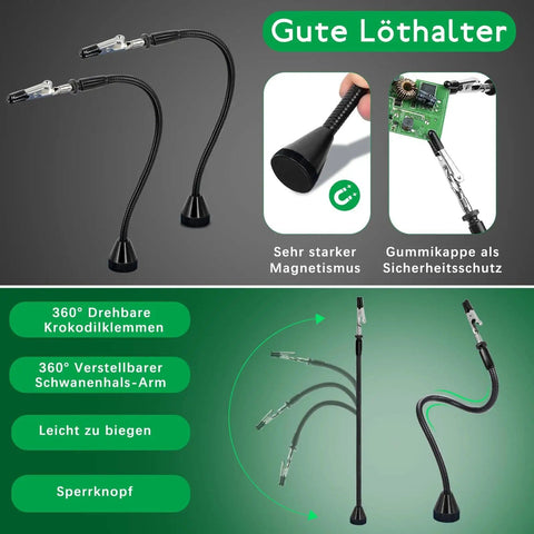 2 Pack Magnetic Soldering Helping Hands Third Hand Tools with flexible gooseneck metal arms and sturdy base visible