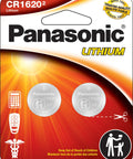 Top Tier CR1620 3V Lithium Coin Cell Batteries Packaged In Secure Child Proof Blister Packs, featuring two compact batteries.