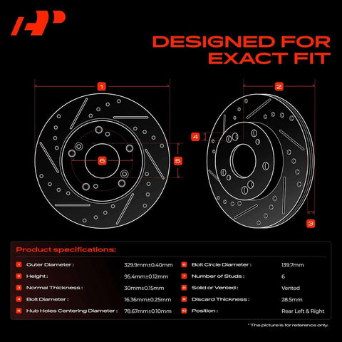Heavy Duty Rear Drilled And Slotted Brake Rotors Deliver Top Shelf Stopping Power With Straight Up Bolt On Fit For Chevy Tahoe Silverado Suburban Avalanche And Cadillac Escalade specifications diagram