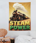 Vintage Steam Locomotive Tapestry Wall Hanging 60 By 80 Inches Durable Polyester Fabric Easy To Hang Old School Train Vibe Decor