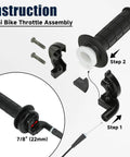 Mini bike throttle assembly with 7/8 inch grip, screws, and components for Predator 212cc engines.
