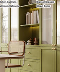 Green kitchen cabinets with Gold Cabinet Knobs 2 Pack, Solid Brass Round Drawer Knobs For Kitchen Cabinets, 30mm Diameter