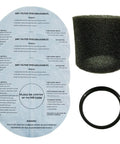 Foam Filter Sleeve Kit For Wet Dry Vacs That Snaps On Easy with foam sleeve, three dry filters, and mounting ring visible.