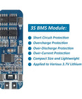 No Drama 5 Pack 3S 10A Lithium Battery Management System For 18650 Cells With Bulletproof Overcharge And Short Circuit Protection Smart Charging Board, compact BMS module design.
