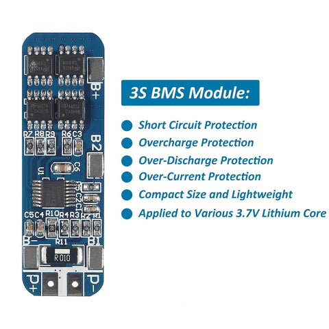 No Drama 5 Pack 3S 10A Lithium Battery Management System For 18650 Cells With Bulletproof Overcharge And Short Circuit Protection Smart Charging Board, compact BMS module design.