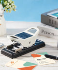 2 In 1 ID Badge Slot Hole Punch For 3x13mm Slots And R5 Card Corner Trimmer on desk with cards