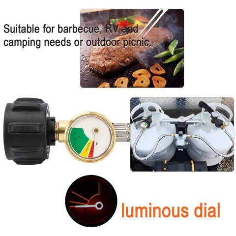 Rugged RV Propane Hose With Gauge Stainless Braided Camper Tank Connector with luminous dial and BBQ image