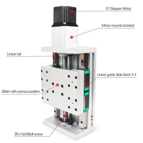 XC150 CNC Linear Stage Motion Actuator XYZ Axis Cross Sliding Table With 1605 Ballscrew And Nema23 Stepper Motor Bracket