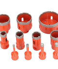 Awesome 11 Piece Hole Saw Kit With Hex Shank Adapter For Cutting Ceramic Tile Marble And Granite Fast Using Smooth M14 Opener Vacuum Brazed Technology For Any Corded Or Cordless Drill You Got, 6-68mm saws