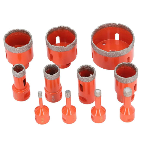 Dedicated 11 Piece Heavy Duty Hole Saw Kit For Ceramic Tile And Marble Granite Cutting M14 Hex Shank Adapter Multi Size Set Made Tough To Get That Clean Cut Like A Boss, orange diamond hole saw bits