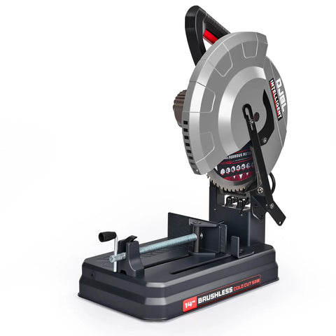 14 Inch Brushless Cold Cut Saw With 3500W Power Variable Speeds 66 Tooth Ferrous Metal Blade 45 Degree Adjustable Tilt