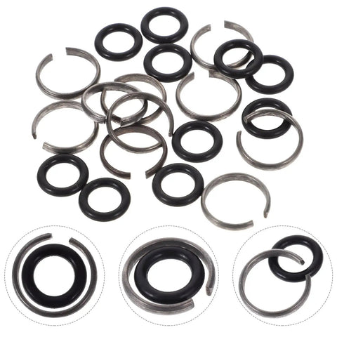 Pro Grade 12 Pack Of 1/2 Inch Impact Wrench Retainer Rings And O Rings With Tough Rubber Seals, assorted steel and rubber rings.