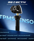 TPMS Sensor Set Of 4 433MHz Tire Pressure Monitoring System Replacements For Most Cars Preprogrammed And Ready To Activate With TPMS Scan Tool Plug And Play Easy To Install No Coding Required Perfect For Replacing Lost Or Dead Sensors, black sensor close-up