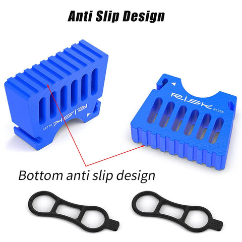 Inverted Bicycle Repair Stand With Portable Handlebar Support, Anti Slip Base And Silicone Straps in blue with silicone straps