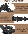 Detail view of Antique T Strap Hinge Set Four Pieces Black Zinc Alloy Hinges with vintage decoration and rustproof finish