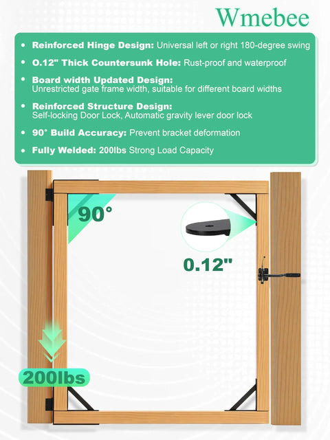 Anti Sag Gate Kit Two Pack Heavy Duty Fence Gate Hardware For Durable Wood And Metal Gates, Steel Construction, Rust Proof Design, Supports Up To 120 Lbs Per Gate, Easy Install And Long Lasting Performance; wood gate hardware 90° 0.12" 200lbs