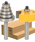 Boss Level Half Inch Rabbet Router Bit Set Featuring Six Reliable Bearings And A Quarter Inch Shank crafted from tungsten steel on wood.