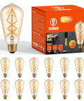Dimmable LED Edison Bulbs ST64 2700K Soft White Amber Glass Vintage Filament Lights With E26 Base 60 Watt Equivalent, 12 Pack