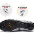 Road Bike And Indoor Cycling Shoes With Preinstalled Delta Cleats For Men Women, Unisex Size 5.5 Gray, sole view with cleat setup.