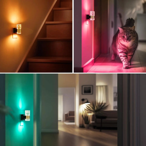 LED Night Light 2-Pack Dimmable Wall Plug Night Lights With Remote Control RGB Color Changing LEDs for nighttime hallway use