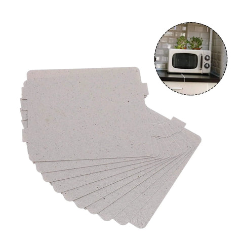 Universal Fit Microwave Mica Sheets For High Heat Insulation And Protection 10 Pack shown with small microwave in kitchen setting