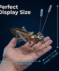 Cricket 3D Metal Puzzle Kit With 160 Pieces, Mechanical Screw Assembly, Level 3 Of 5, About 3 Hours Build, No Glue Needed, Desktop Ornament, Cool Birthday Gift For Dad Or Husband; hand size 6 x 3 in