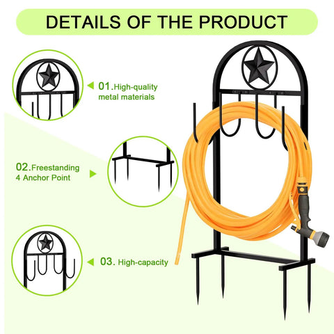 Upgraded Garden Hose Holder With Four Point Stable Base Freestanding Heavy Duty Hose Reel For Outdoor Yards And Lawns Durable